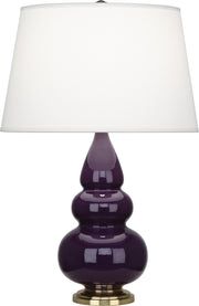 Robert Abbey (378X) Small Triple Gourd Accent Lamp with Pearl Dupioni Fabric Shade