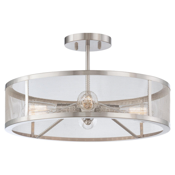 Downtown Edison 4-Light Semi-Flush Mount in Brushed Nickel - Lamps Expo
