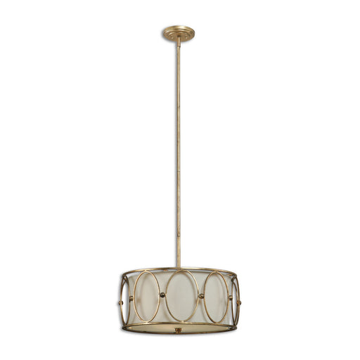 Uttermost's Ovala 3 Light Gold Drum Pendant Designed by Carolyn Kinder