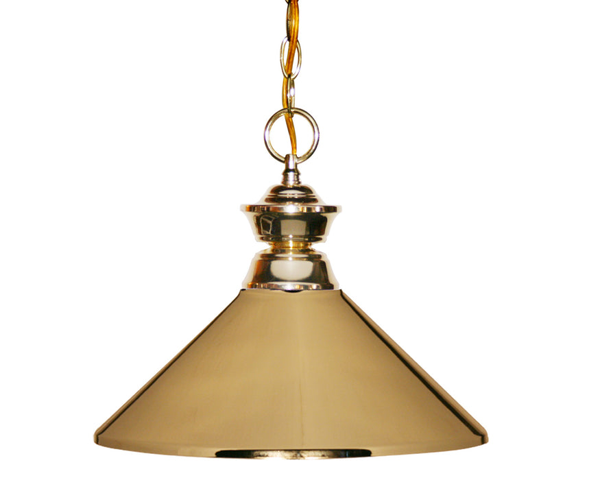 Shark 1 Light Pendant in Polished Brass with Polished Brass Shade