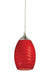 Jazz 1 Light Mini Pendant in Brushed Nickel with Red Glass
