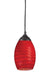 Jazz 1 Light Mini Pendant in Sand Black with Red Glass