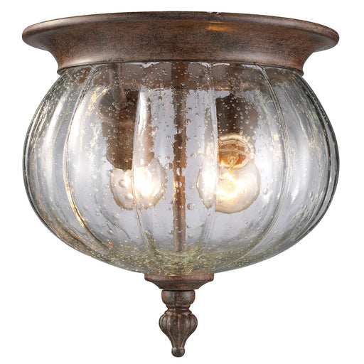 Belmont 2 Light Outdoor Flush Mount Light in Weathered Bronze