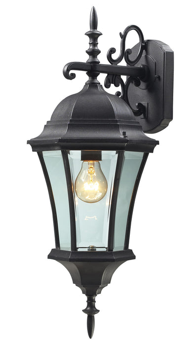 Wakefield 1 Light Outdoor Wall Light in Black with Clear Beveled Glass