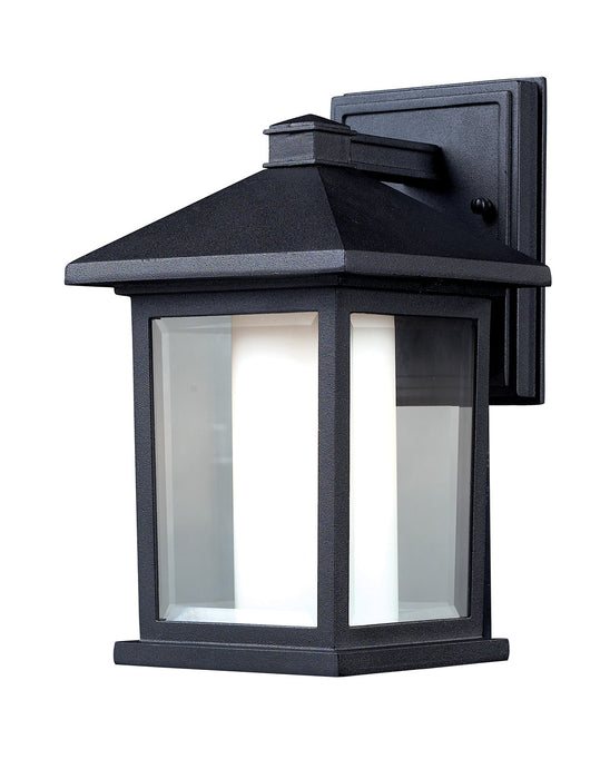 Mesa 1 Light Outdoor Wall Light in Black with Clear Beveled Glass