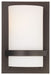 Fieldale Lodge 1-Light Wall Sconce in Smoked Iron & Etched White Glass