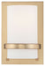 Fieldale Lodge 1-Light Wall Sconce in Honey Gold & Etched White Glass