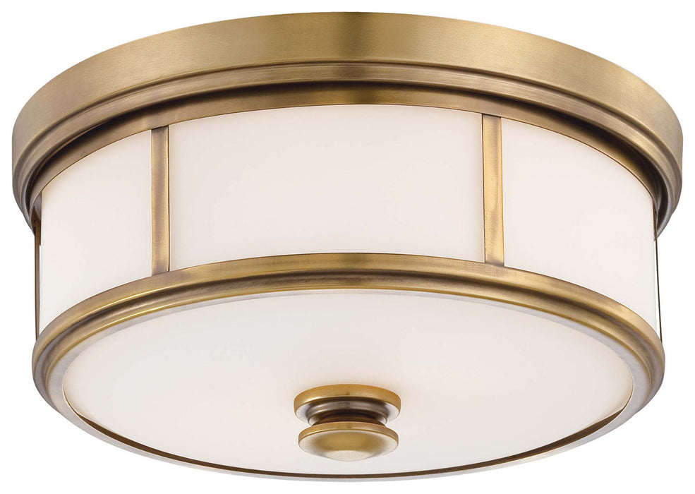 Harbour Point 2-Light Flush Mount in Liberty Gold & Etched Opal Glass - Lamps Expo