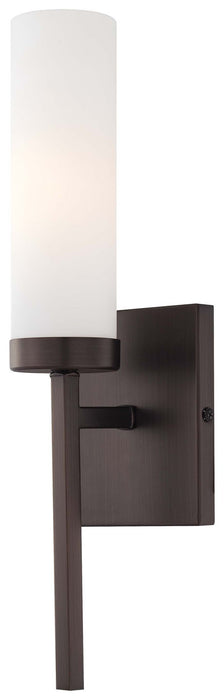 1-Light Wall Sconce in Copper Bronze Patina & Etched Opal Glass