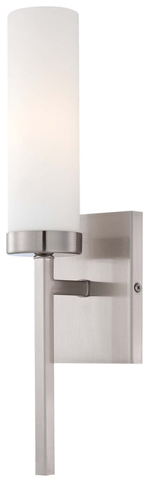 1-Light Wall Sconce in Brushed Nickel & Etched Opal Glass