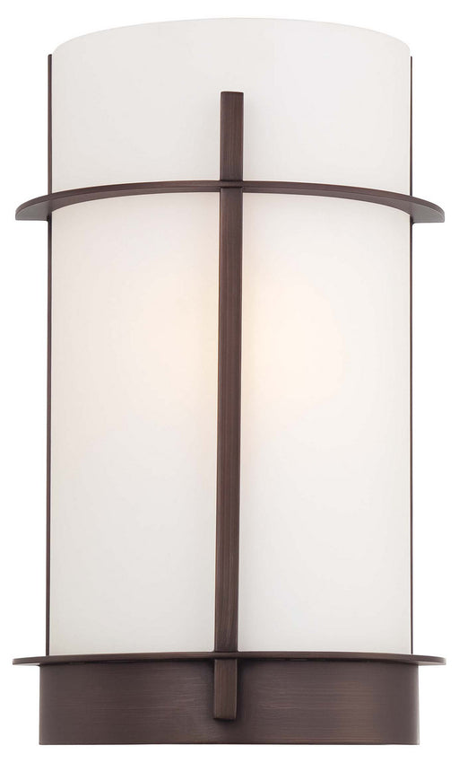 1-Light Wall Sconce in Copper Bronze Patina & Etched Glass