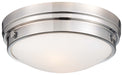 2-Light Flush Mount in Chrome & Clear & White Paint Inside Glass