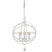 Solaris 3 Light Mini Chandelier in Wet White with Clear Glass Drops