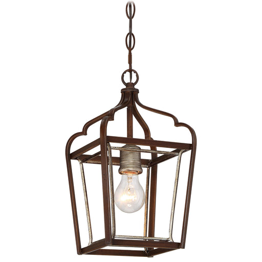 Astrapia 1-Light Mini-Pendant in Dark Rubbed Sienna with Aged Silver - Lamps Expo