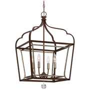 Astrapia 4-Light Foyer Pendant in Dark Rubbed Sienna with Aged Silver & Clear Acrylic Glass - Lamps Expo