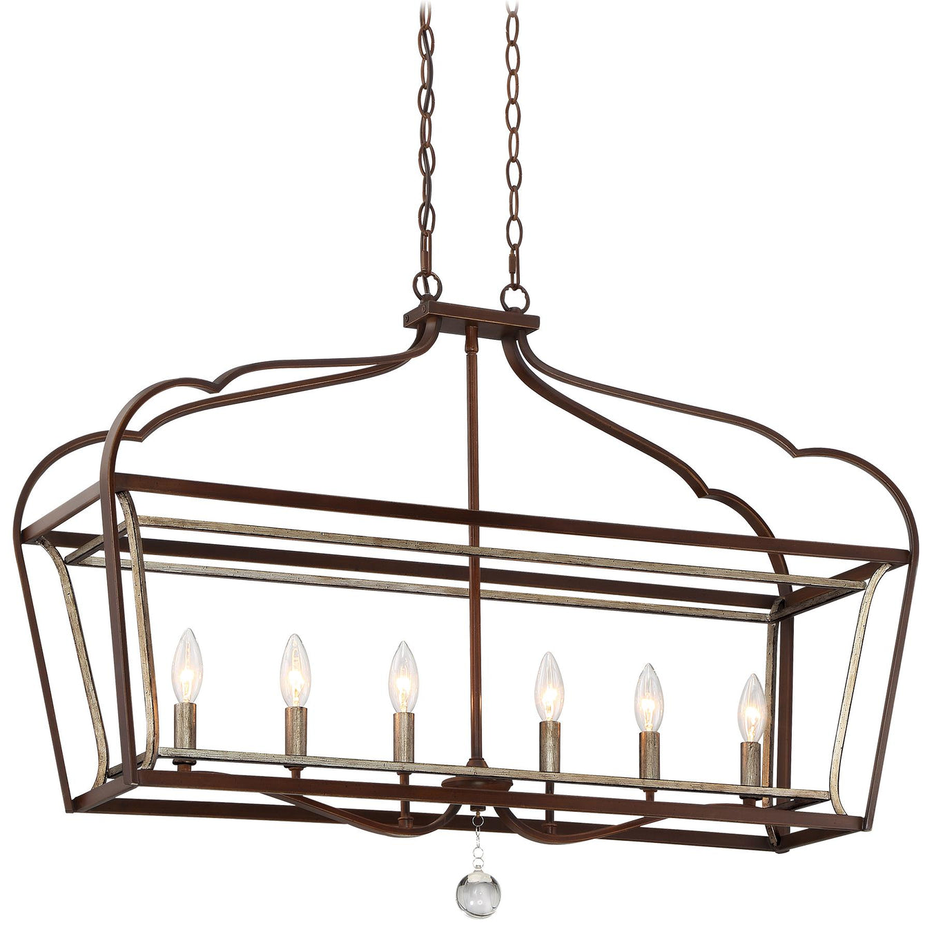 Astrapia 6-Light Island Fixture in Dark Rubbed Sienna with Aged Silver - Lamps Expo