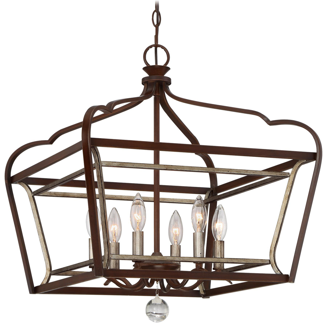 Astrapia 6-Light Pendant in Dark Rubbed Sienna with Aged Silver - Lamps Expo