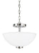 Oslo Two Light Semi-Flush Convertible Pendant in Chrome with Etched / White Inside�Glass