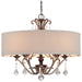 Gwendolyn Place 5-Light Pendant in Dark Rubbed Sienna with Aged Silver with Oatmeal Linen Fabric Shade - Lamps Expo