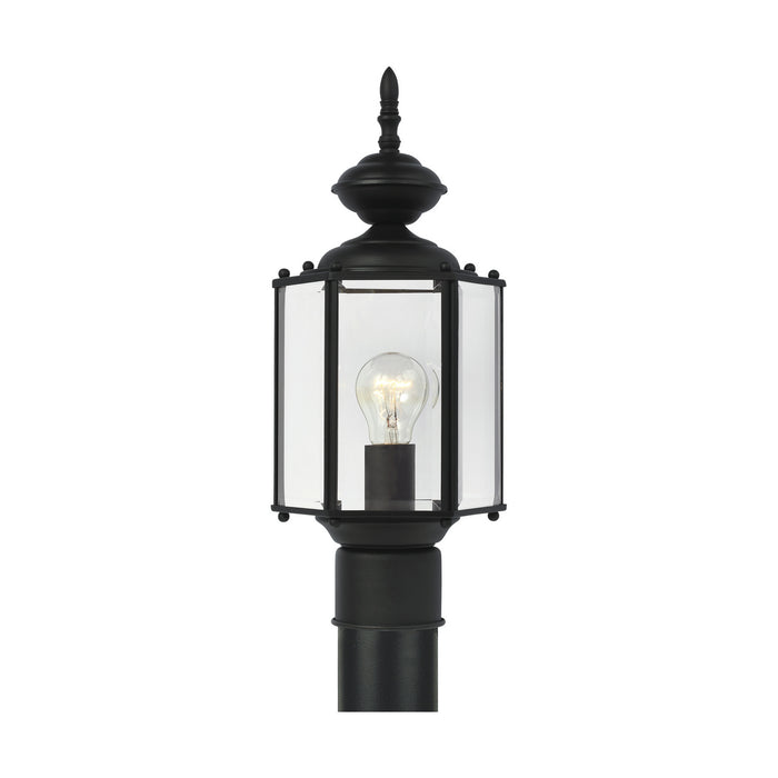 Classico One Light Outdoor Post Lantern in Black with Clear Beveled�Glass