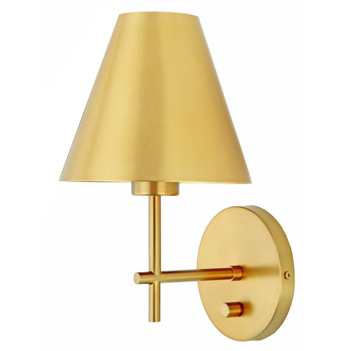 Hazel 1-Light Office Sconce with Metal Shade in Satin Brass