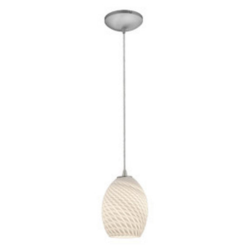 Brandy FireBird 1-Light Pendant in Brushed Steel Finish