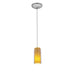 Glass`n Glass Cylinder 1-Light Pendant in Brushed Steel Finish