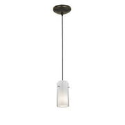 Glass`n Glass Cylinder 1-Light Pendant in Oil Rubbed Bronze Finish