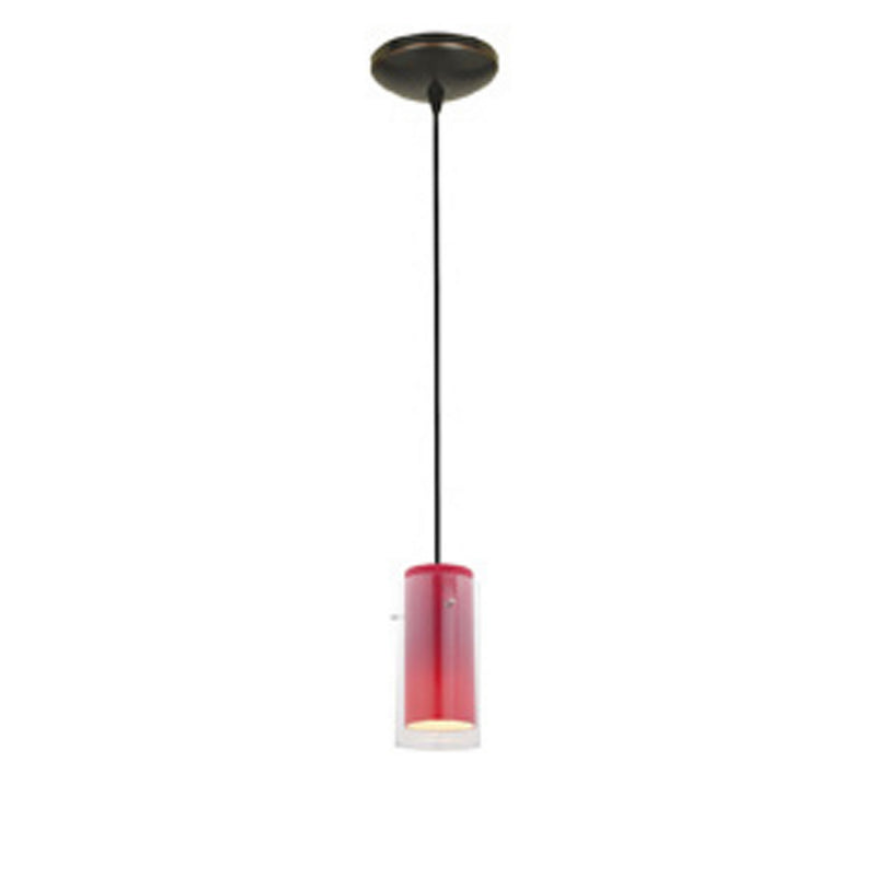 Glass`n Glass Cylinder 1-Light Pendant in Oil Rubbed Bronze Finish