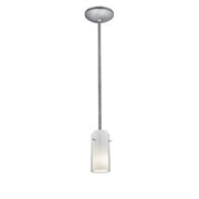 Glass`n Glass Cylinder 1-Light Pendant in Brushed Steel Finish