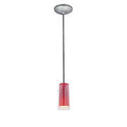 Glass`n Glass Cylinder 1-Light Pendant in Brushed Steel Finish