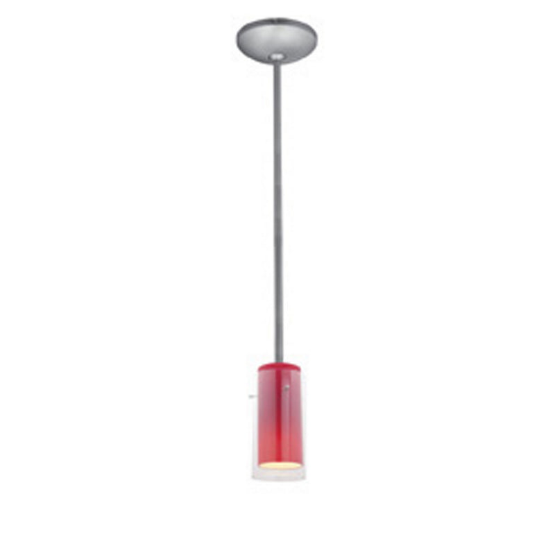 Glass`n Glass Cylinder 1-Light Pendant in Brushed Steel Finish