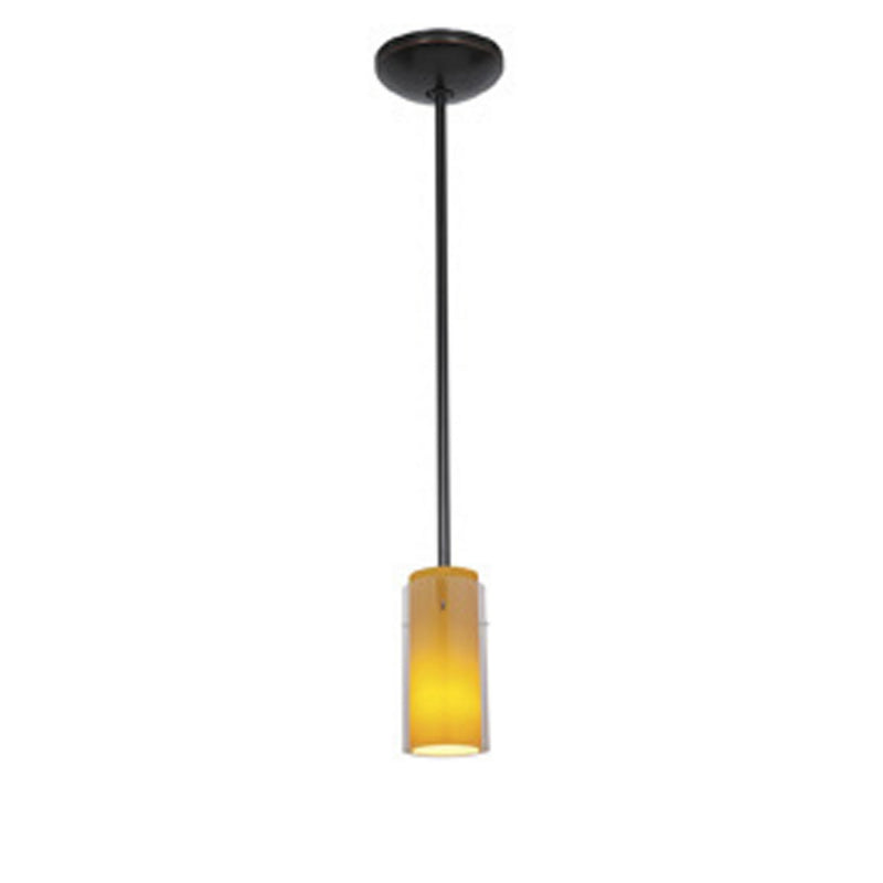 Glass`n Glass Cylinder 1-Light Pendant in Oil Rubbed Bronze Finish