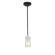 Glass`n Glass Cylinder 1-Light Pendant in Oil Rubbed Bronze Finish