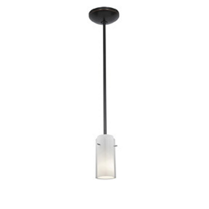 Glass`n Glass Cylinder 1-Light Pendant in Oil Rubbed Bronze Finish