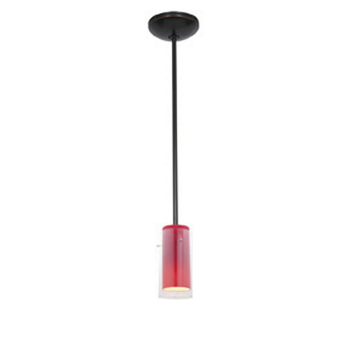 Glass`n Glass Cylinder 1-Light Pendant in Oil Rubbed Bronze Finish