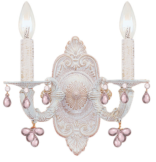Paris Market 2 Light Wall Mount in Antique White with Rosa Crystal