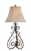 Gibson Table Lamp in Rusted Wrought Iron with-Light Beige Bell Shade, E27, CFL 32W
