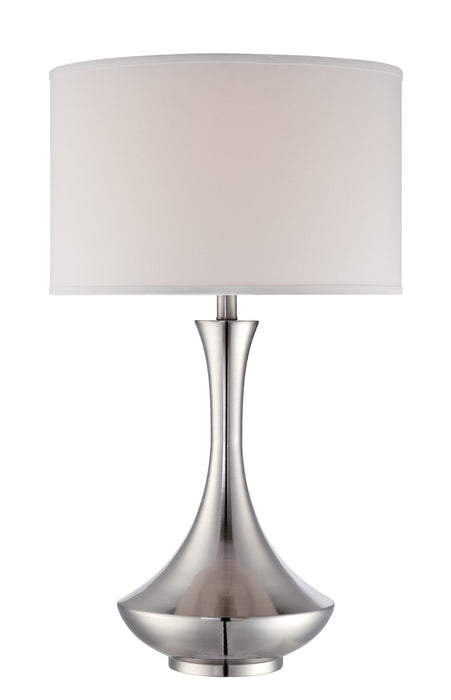 Elisio Table Lamp in Polished Steel with White Fabric Shade, E27 Type A 150W