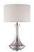 Elisio Table Lamp in Polished Steel with White Fabric Shade, E27 Type A 150W