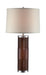 Daniela Table Lamp in Dark Walnut & Polished Steel with-Light Beige Fabric Shade, E27, CFL 23W