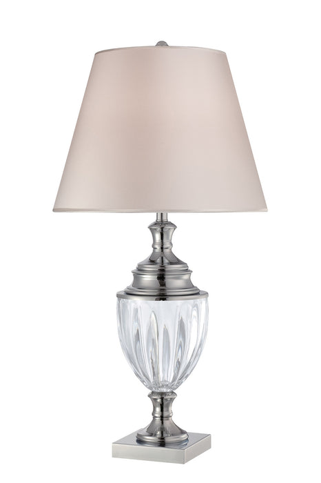 Sasilvia Table Lamp in Chrome Fabric Shade, E27, CFL 25 with 3-Way