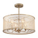Sara's Jewel Semi-Flush Mount in Nanti Champaign Silver with Gossamer Gold Shade - Lamps Expo