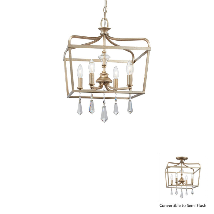 Laurel Estate 4-Light Pendant in Brio Gold & Clear Glass - Lamps Expo