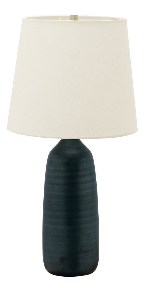 Scatchard 31 Inch Black Matte Table Lamp with Cream Linen Hardback