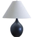 Scatchard 19 Inch Stoneware Accent Lamp in Black Matte with Cream Linen Hardback