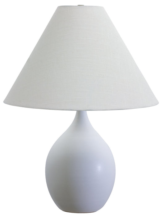Scatchard 22.5 Inch Stoneware Table Lamp in White Matte with Cream Linen Hardback