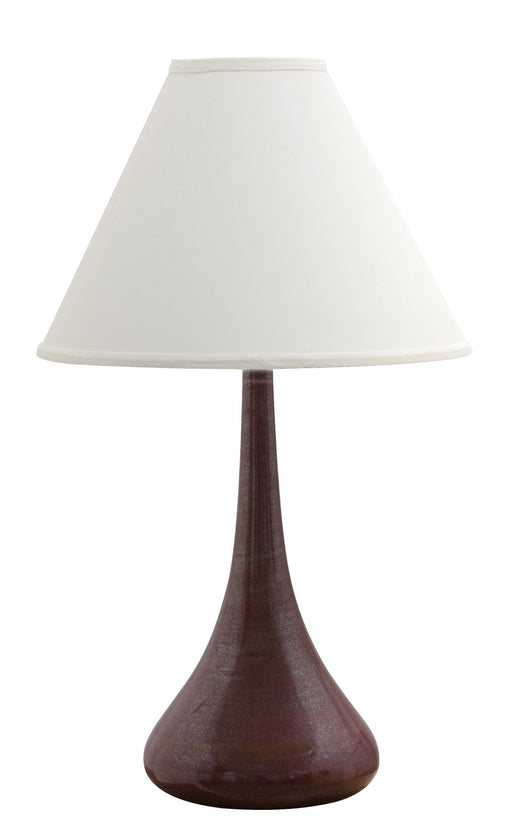 Scatchard 26 Inch Stoneware Table Lamp In Iron Red with Cream Linen Hardback