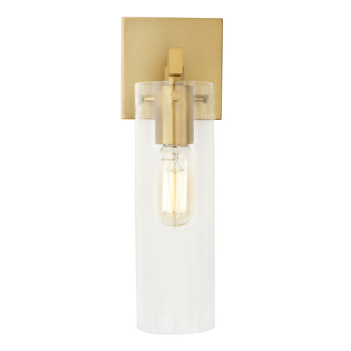 Atticus 1-Light Sconce Cylinder Glass Shade in Satin Brass