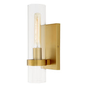 Arlo 1-Light Tall Cylinder Tube Sconce in Satin Brass